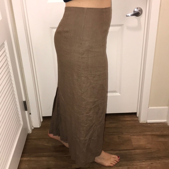 Mac & Jac 100% Linen Khaki Brown Long Maxi Skirt - Picture 3 of 9